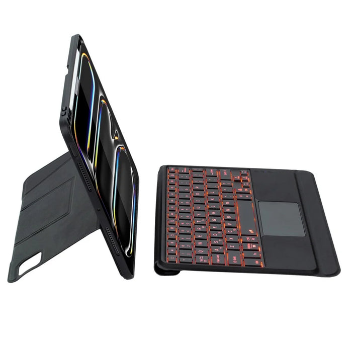 HY-13B For iPad Pro 11 (2024) Leather Case Detachable Backlit Bluetooth-Compatible Keyboard with Floating Stand - Black - 5