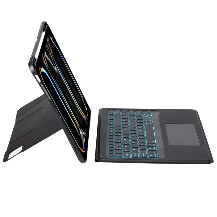 HY-14B For iPad Pro 13 (2025) / (2024) Leather Case Detachable Backlit Bluetooth-Compatible Keyboard with Floating Stand - Black - 5