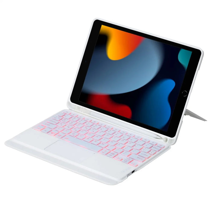 HY-102B Leather Case For iPad 10.2 (2021)/(2020)/(2019)/Air 10.5 inch (2019)/Pro 10.5-inch (2017) Keyboard with Floating Stand - White - 2