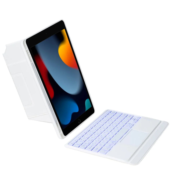 HY-102B Leather Case For iPad 10.2 (2021)/(2020)/(2019)/Air 10.5 inch (2019)/Pro 10.5-inch (2017) Keyboard with Floating Stand - White - 3