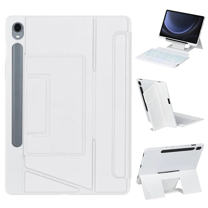 HY-710B For Samsung Galaxy Tab S10 Lite / S10 FE / S9 FE X510 X516 / S9 X710 X716B X718U Leather Case Detachable Bluetooth-Compatible Keyboard - White - 1