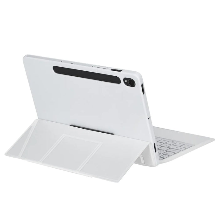 HY-710B For Samsung Galaxy Tab S10 Lite / S10 FE / S9 FE X510 X516 / S9 X710 X716B X718U Leather Case Detachable Bluetooth-Compatible Keyboard - White - 6