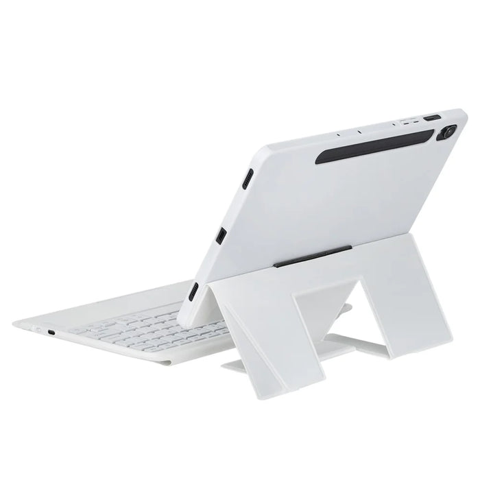 HY-710B For Samsung Galaxy Tab S10 Lite / S10 FE / S9 FE X510 X516 / S9 X710 X716B X718U Leather Case Detachable Bluetooth-Compatible Keyboard - White - 7