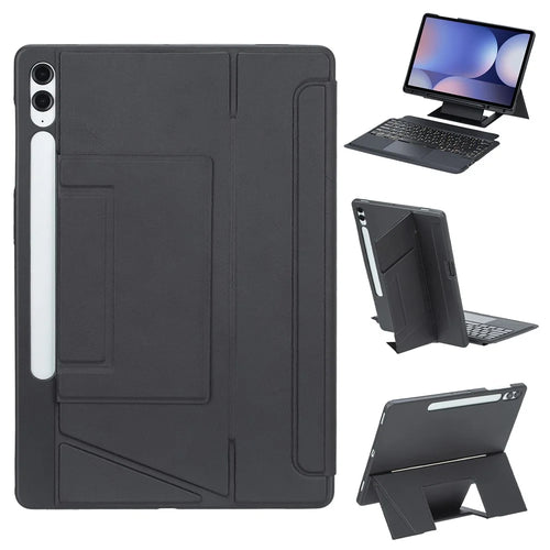 HY-810B Leather Case For Samsung Galaxy Tab S10+ X820 / S9 FE+ X610 X616 / S9+ X810 X816B X818U Detachable Keyboard with Floating Stand - Black - 1