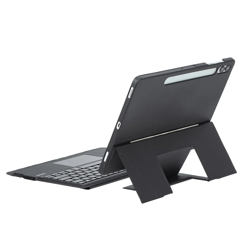 HY-810B Leather Case For Samsung Galaxy Tab S10+ X820 / S9 FE+ X610 X616 / S9+ X810 X816B X818U Detachable Keyboard with Floating Stand - Black - 7