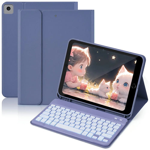SK-1029D Leather Tablet Case with BT Keyboard For iPad 10.2 (2021)  /  (2020)  /  (2019)  /  Air 10.5 inch (2019)  /  Pro 10.5-inch (2017) - Grey Blue - 1