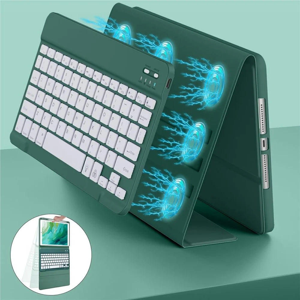 SK-1109A For iPad Pro 11 (2024) Tablet Case Leather Cover with BT Keyboard - Midnight Green - 7