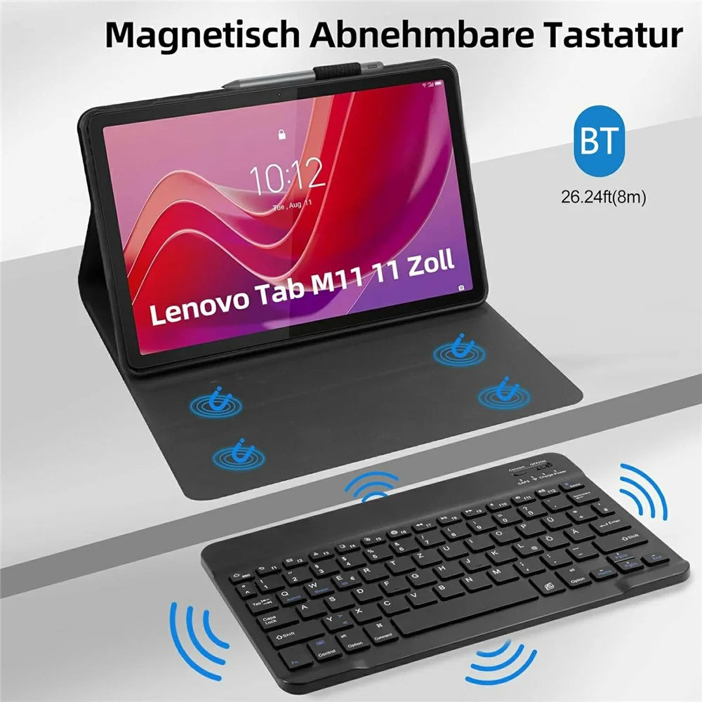 SK-M11 For Lenovo Tab M11 (TB330FU / TB330XU) Bluetooth-Compatible Keyboard Leather Case with Pen Slot - Black - 2