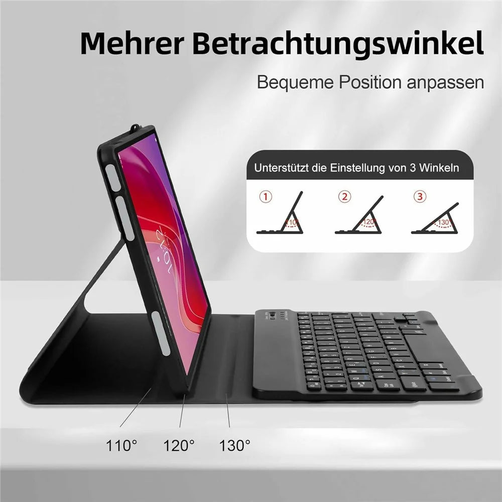 SK-M11 For Lenovo Tab M11 (TB330FU / TB330XU) Bluetooth-Compatible Keyboard Leather Case with Pen Slot - Black - 3