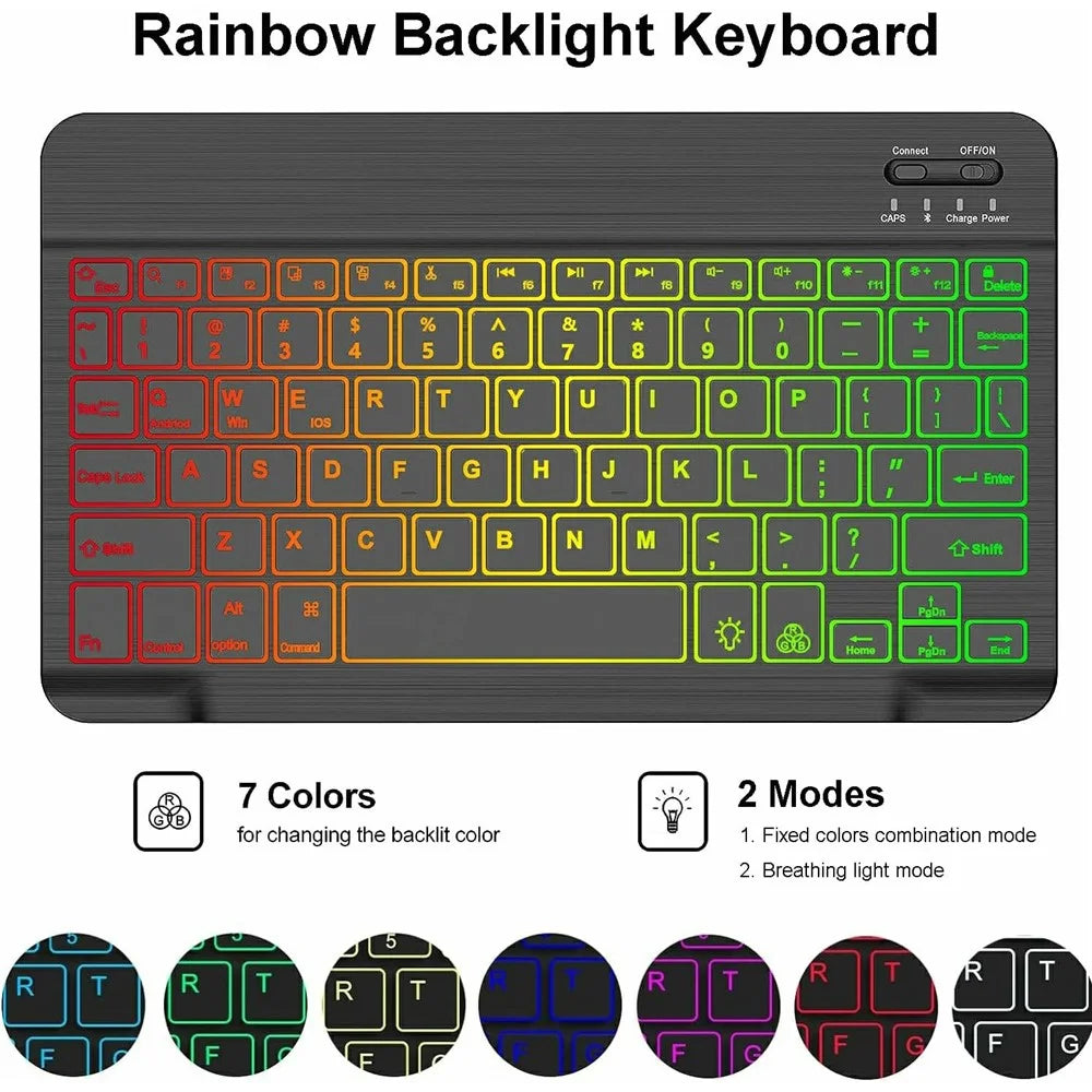 RGB-P11.5 For Lenovo Tab Plus 11.5 Inch 2024 (TB351FU) RGB Backlit Bluetooth-Compatible Keyboard Leather Case with Pen Slot - 3