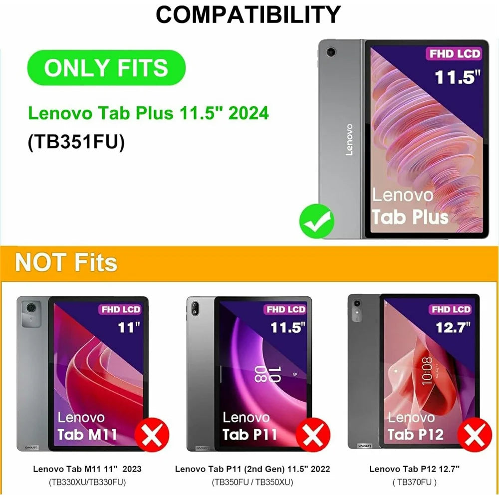 RGB-P11.5 For Lenovo Tab Plus 11.5 Inch 2024 (TB351FU) RGB Backlit Bluetooth-Compatible Keyboard Leather Case with Pen Slot - 6