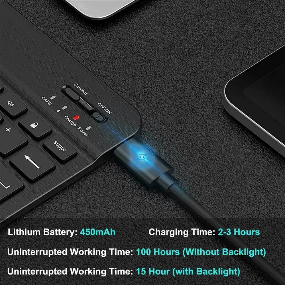 RGB-P11.5 For Lenovo Tab Plus 11.5 Inch 2024 (TB351FU) RGB Backlit Bluetooth-Compatible Keyboard Leather Case with Pen Slot - 7