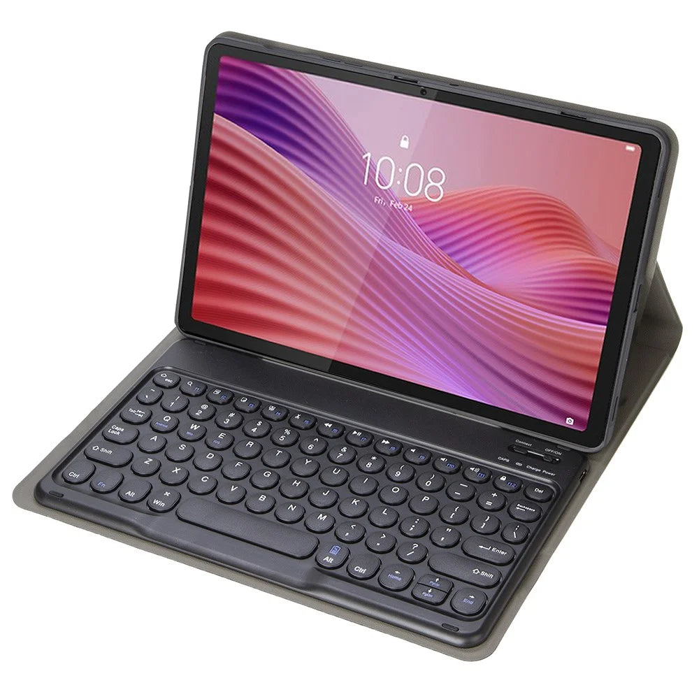 YAM29 Leather Case for Lenovo Tab 10.1 (2025) / Zhaoyang K10C / S10 TB-311FU / XC TBF1 2025 Round Keycap Bluetooth-Compatible Keyboard - Black - 2