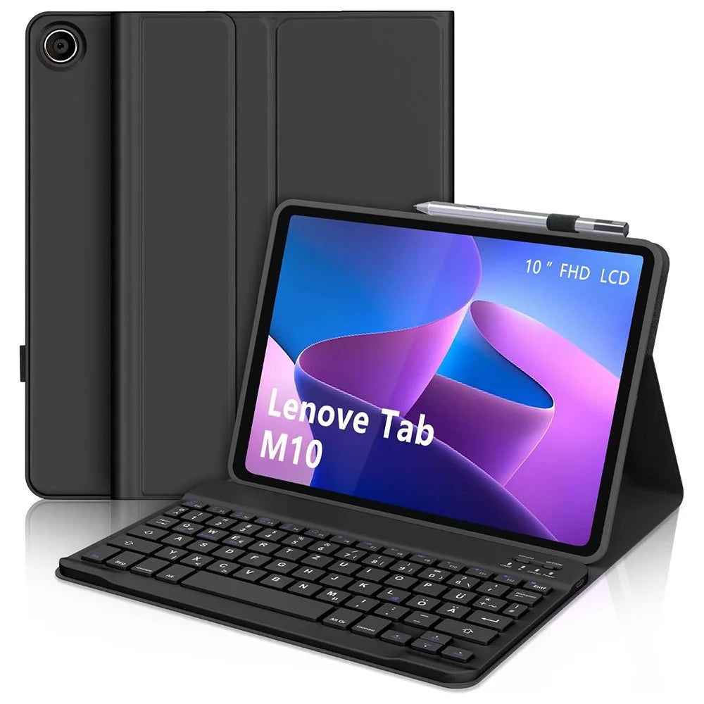 SK-M10 For Lenovo Tab M10 (Gen 3) Leather Tablet Stand Cover + Bluetooth-Compatible Keyboard - 1
