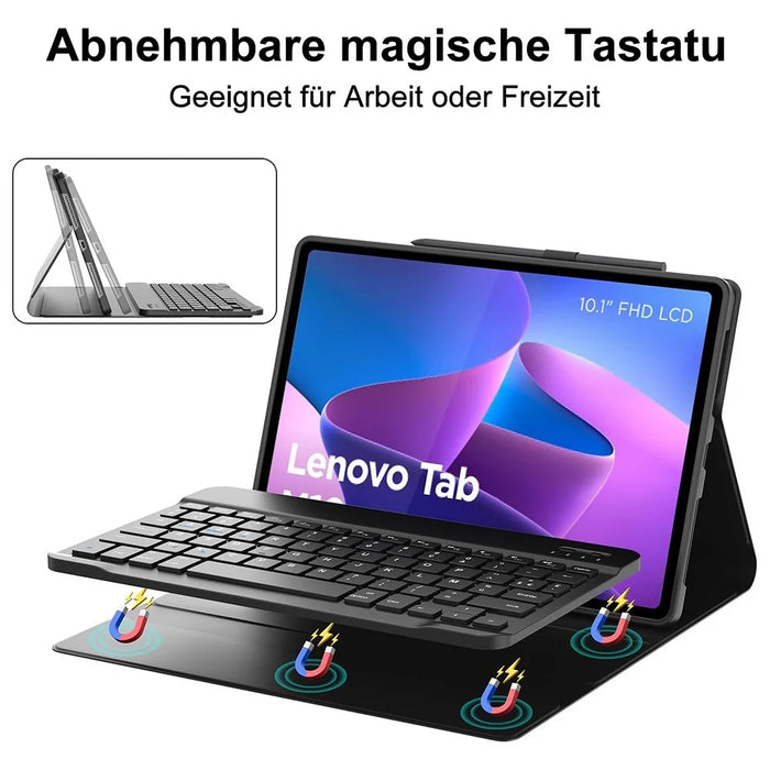 SK-M10 For Lenovo Tab M10 (Gen 3) Leather Tablet Stand Cover + Bluetooth-Compatible Keyboard - 3