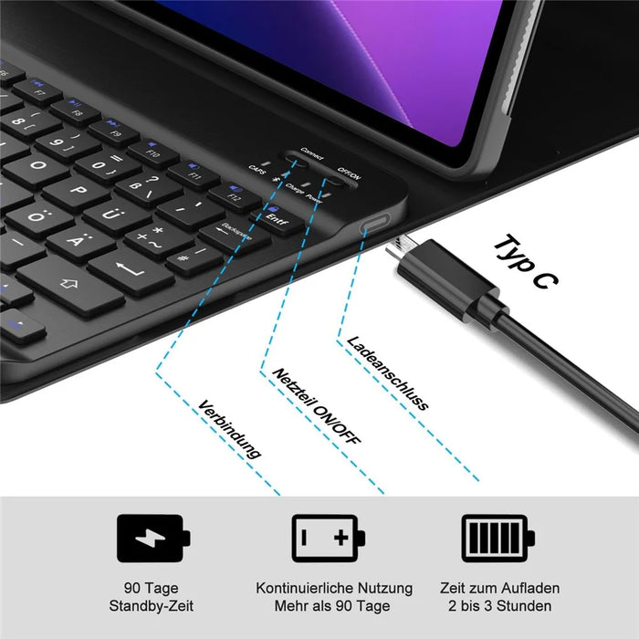 SK-M10 For Lenovo Tab M10 (Gen 3) Leather Tablet Stand Cover + Bluetooth-Compatible Keyboard - 4