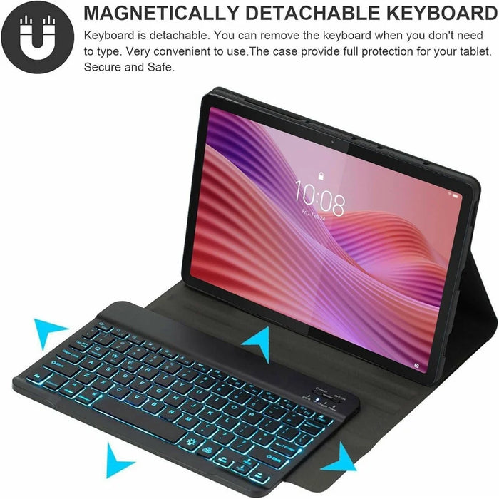 For Lenovo Tab 10.1 (2025) TB-311FU / TB-311XU Backlit Design Bluetooth-Compatible Keyboard Case with Mouse Combo Set - Black - 2