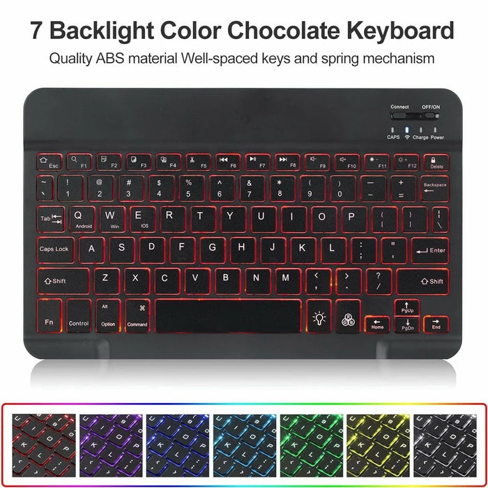 For Lenovo Tab 10.1 (2025) TB-311FU / TB-311XU Backlit Design Bluetooth-Compatible Keyboard Case with Mouse Combo Set - Black - 4