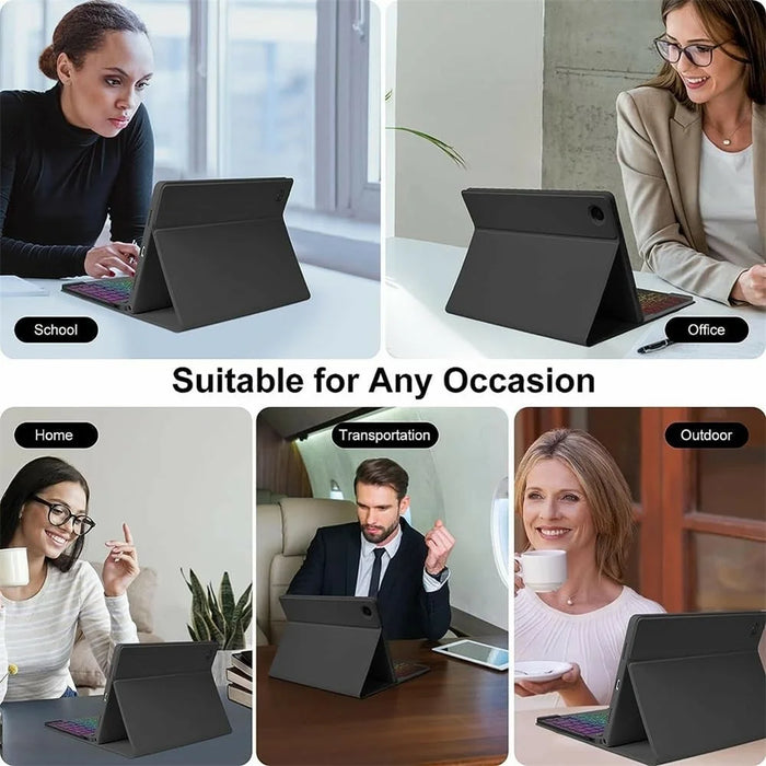 For Lenovo Tab 10.1 (2025) TB-311FU / TB-311XU Backlit Design Bluetooth-Compatible Keyboard Case with Mouse Combo Set - Black - 6