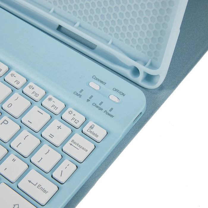 SK-9709D Leather Case For iPad 9.7-inch (2018) / (2017) / Air (2013) / Air 2 , Colorful Backlit Bluetooth-Compatible Keyboard - Sky Blue - 5