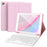 Skin Touch Leather Case for iPad Air 2 / Air (2013) / iPad 9.7-inch (2018) (2017) Bluetooth-Compatible Keyboard Stand Cover - Pink - 1