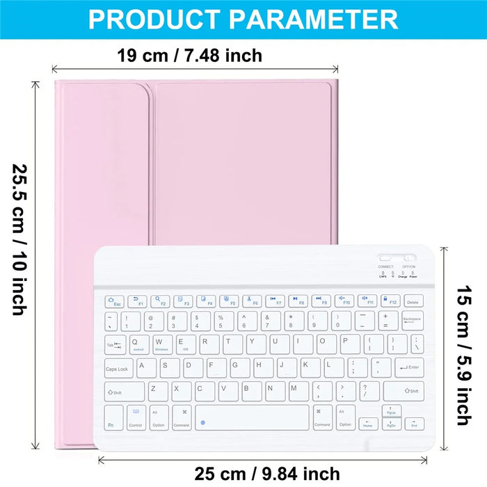 Skin Touch Leather Case for iPad Air 2 / Air (2013) / iPad 9.7-inch (2018) (2017) Bluetooth-Compatible Keyboard Stand Cover - Pink - 7