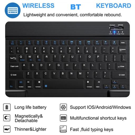 For iPad (2025) / iPad 10.9 (2022) Skin Touch Leather Case Bluetooth-Compatible Keyboard Stand Cover - Black - 2