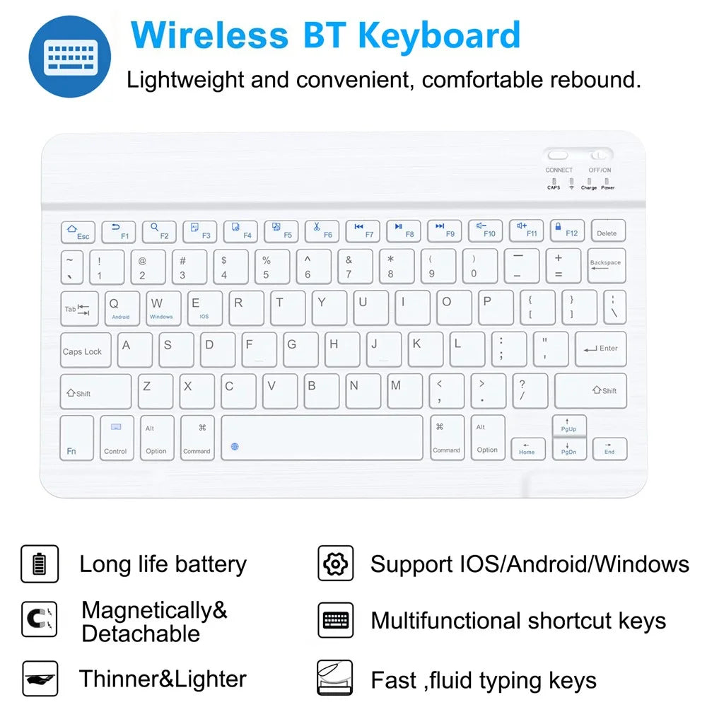 Leather Case for iPad Air 11 (2026) / (2025) (2024) / iPad Air (2022) (2020) Bluetooth-Compatible Keyboard Stand Cover - Sky Blue - 2
