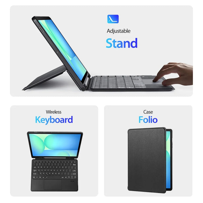 DUX DUCIS For Samsung Galaxy Tab S10 FE+ Bluetooth-compatible Keyboards  Magnetic Detachable PU Leather Tablet Cover - Black - 4