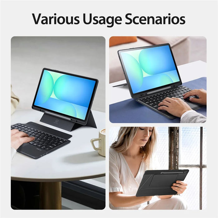 DUX DUCIS For Samsung Galaxy Tab S10 FE+ Bluetooth-compatible Keyboards  Magnetic Detachable PU Leather Tablet Cover - Black - 5