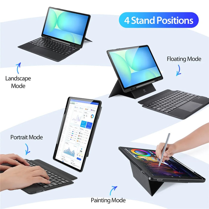 DUX DUCIS For Samsung Galaxy Tab S10 FE+ Bluetooth-compatible Keyboards  Magnetic Detachable PU Leather Tablet Cover - Black - 6