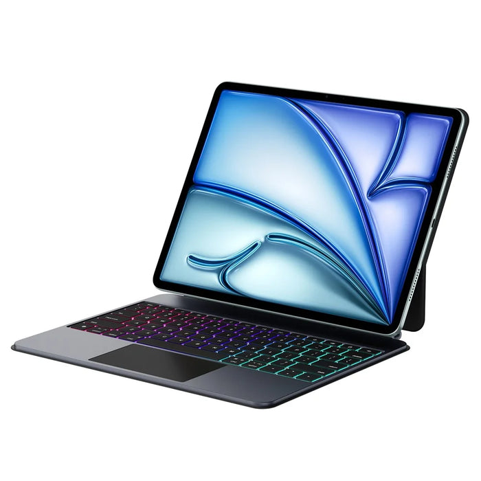 DUX DUCIS For iPad Air 13 (2026) / (2025) / (2024) / 12.9 (2022) / (2021) / (2020) / (2018) MK Pro Series Leather Case Magnetic Floating Keyboard with Trackpad - Black - 1