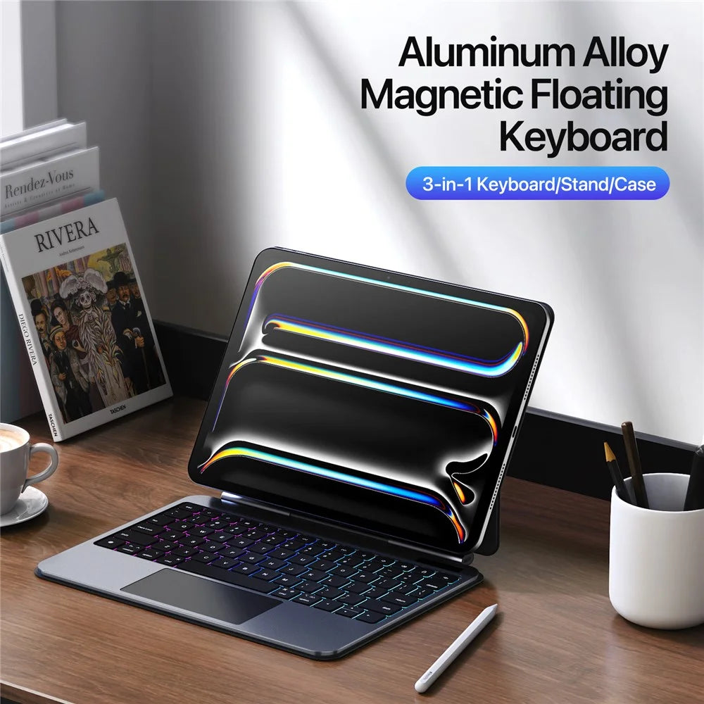 DUX DUCIS For iPad Pro 11 (2025) / 11 (2024)  MK Pro Series Leather Case Magnetic Floating Keyboard with Trackpad - Black - 4