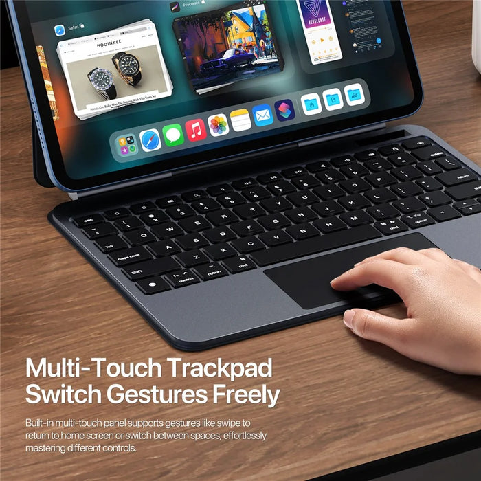 DUX DUCIS For iPad (2025) / iPad 10.9 (2022)  MK Pro Series Leather Case Magnetic Floating Keyboard with Trackpad - Black - 7