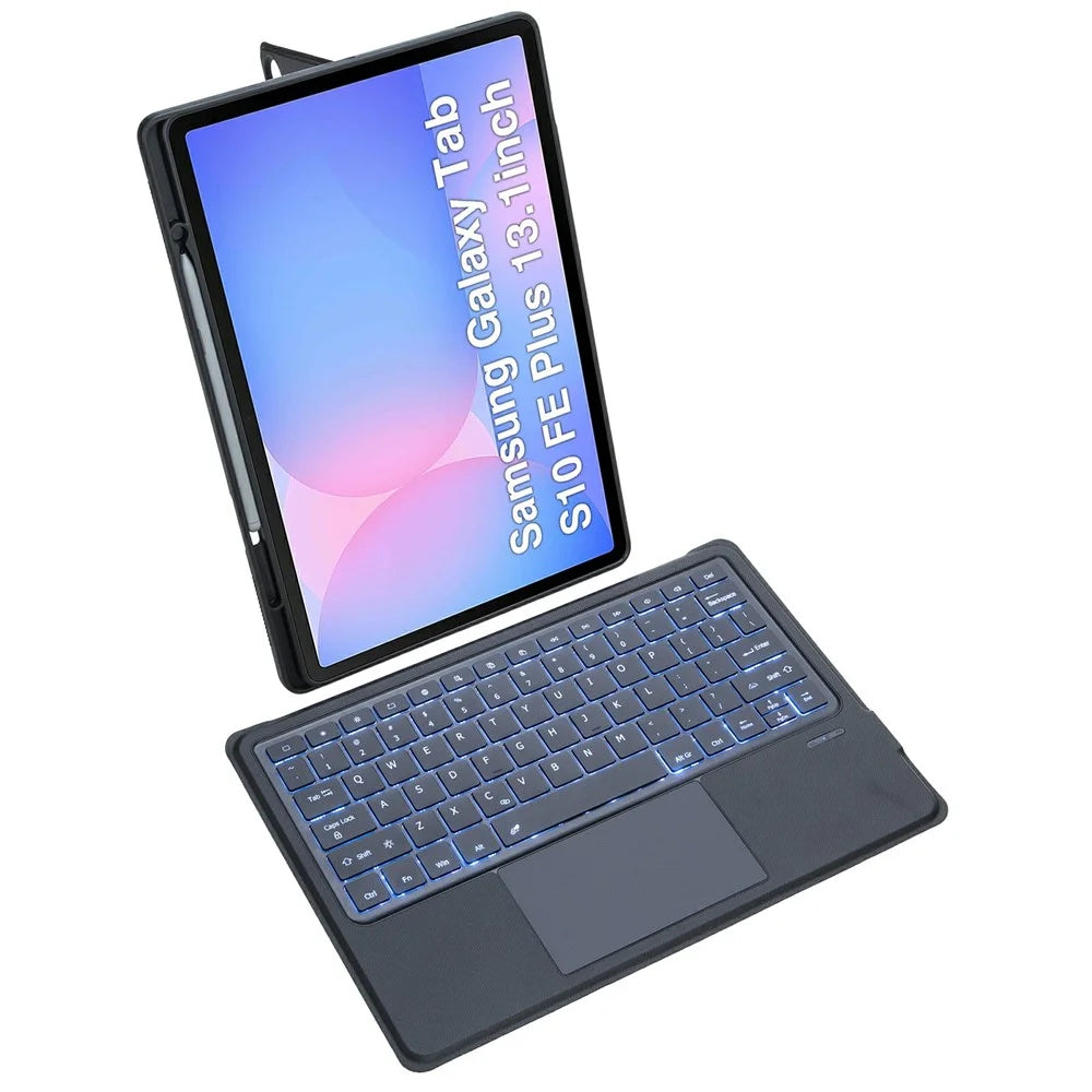 T820B-AS For Samsung Galaxy Tab S10 FE+ X620 / X626B Backlit Touchpad Bluetooth-Compatible Keyboard Leather Case - 5