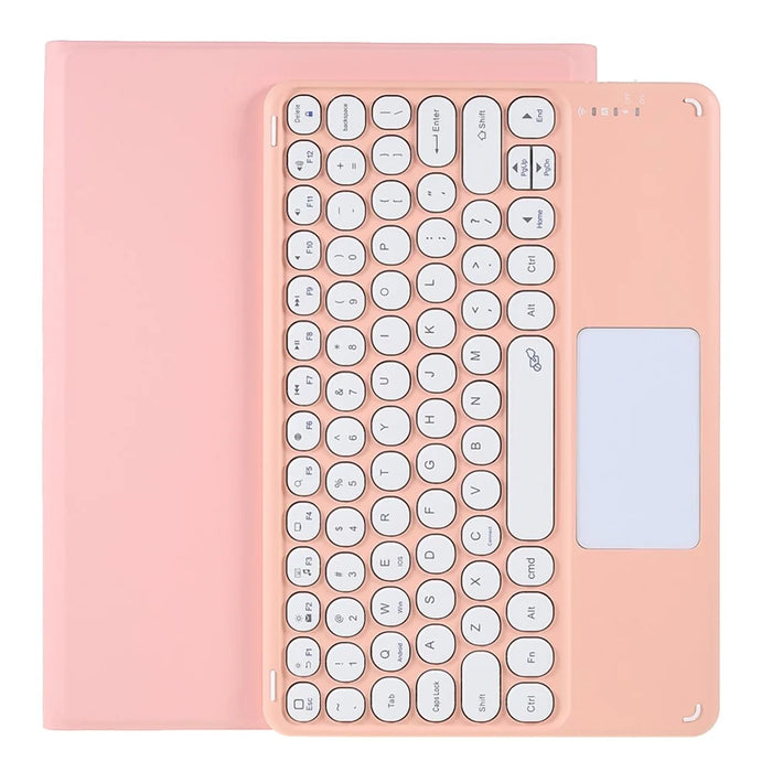 Wireless Touch Bluetooth-compatible Keyboard Skin-feel Leather Tablet Stand Case for iPad 10.2 (2021)/(2020)/(2019)/Pro 10.5-inch (2017)/Air 10.5 inch (2019) - Pink - 1
