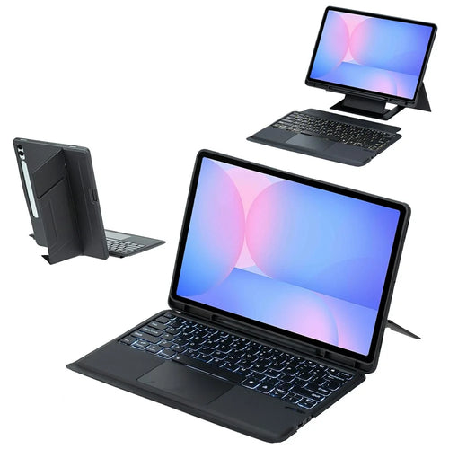 HY-820B For Samsung Galaxy Tab S10 FE+ X620 / X626B Detachable Touchpad Backlit Bluetooth-Compatible Keyboard Tablet Stand Cover - 1