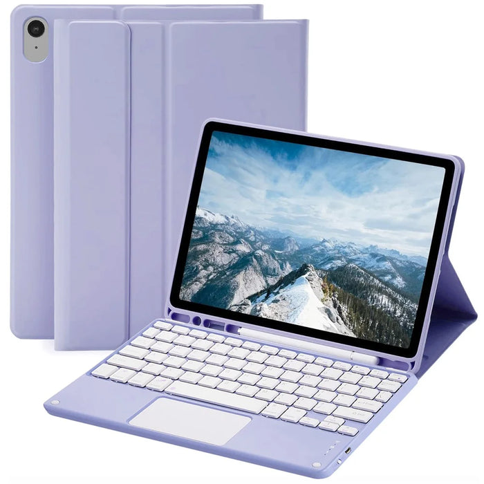 Tablet Case for iPad Air 11 (2026) / (2025) / (2024) / Air (2022) / (2020) Touchpad Bluetooth-Compatible Keyboard Leather Stand Cover - Purple - 1