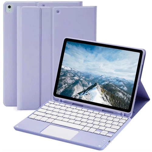 PU Case for iPad 10.2 (2021) / (2020) / (2019) / Pro 10.5-inch (2017) / Air 10.5 inch (2019) Tablet Cover + Bluetooth-Compatible Keyboard - Purple - 1