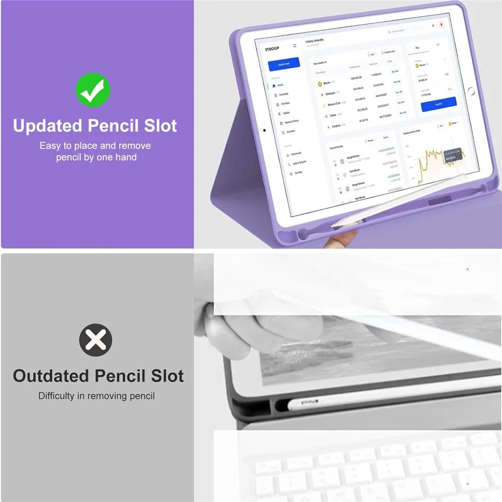 PU Case for iPad 10.2 (2021) / (2020) / (2019) / Pro 10.5-inch (2017) / Air 10.5 inch (2019) Tablet Cover + Bluetooth-Compatible Keyboard - Purple - 4