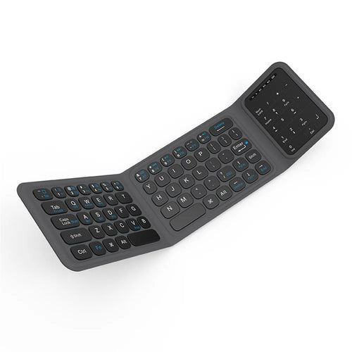 BK19 Mini Bluetooth-Compatible Keyboard Ultra Thin Portable Wireless Tri-Fold Keypad with Touchpad - 1