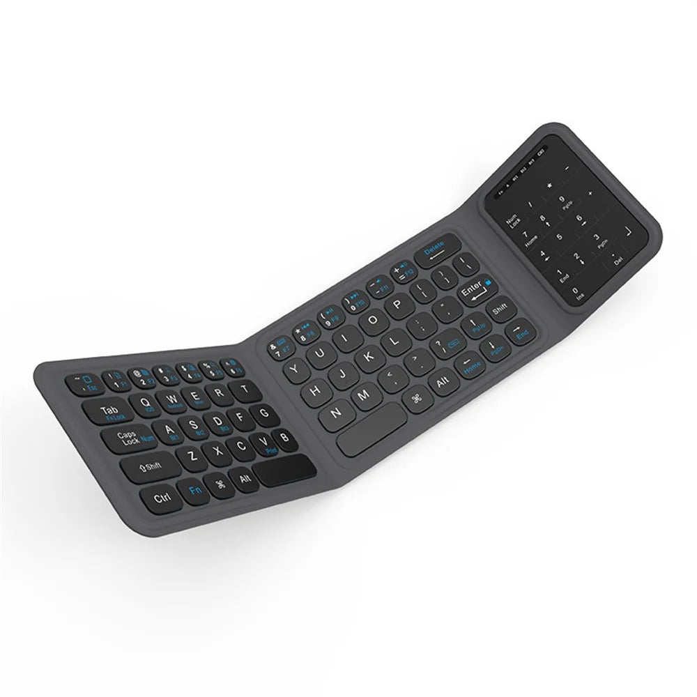 BK19 Mini Bluetooth-Compatible Keyboard Ultra Thin Portable Wireless Tri-Fold Keypad with Touchpad - 1