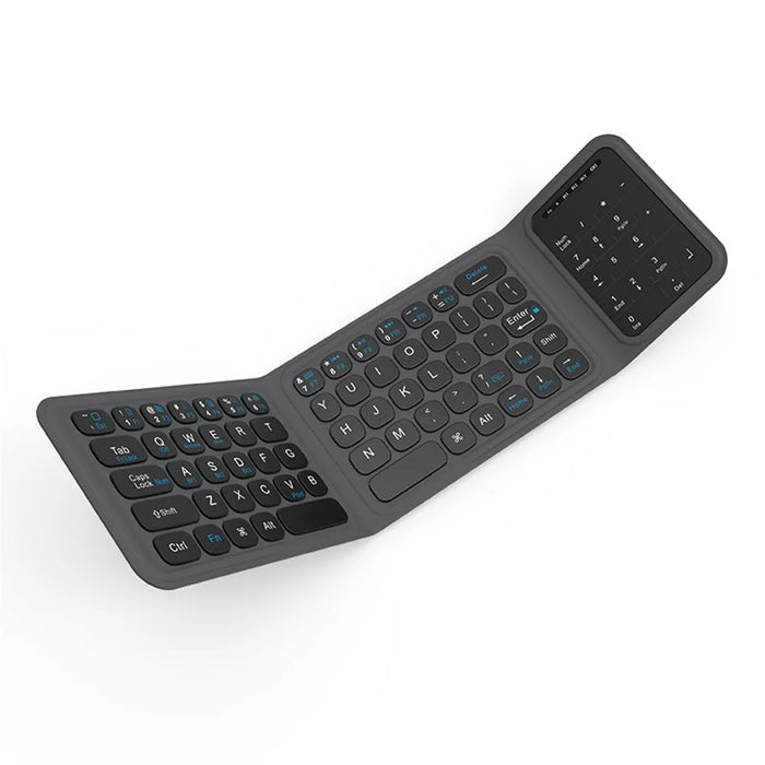 BK19 Mini Bluetooth-Compatible Keyboard Ultra Thin Portable Wireless Tri-Fold Keypad with Touchpad - 1