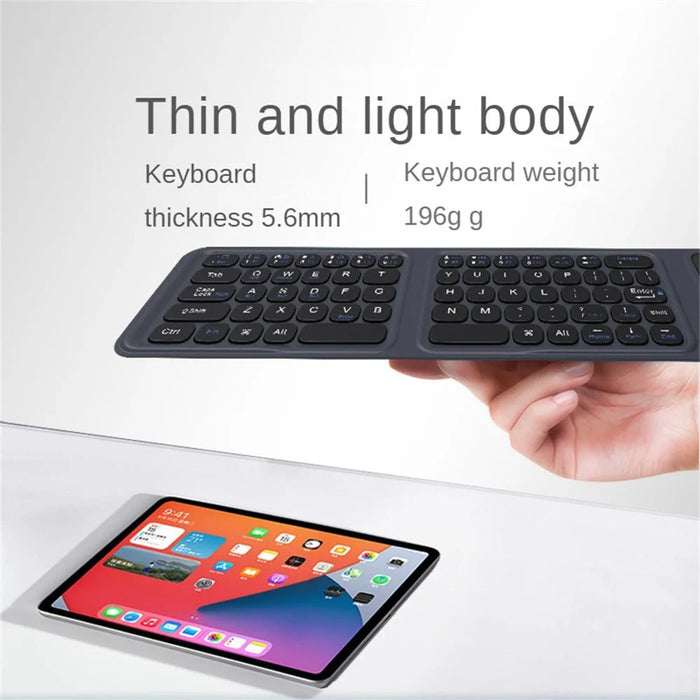BK19 Mini Bluetooth-Compatible Keyboard Ultra Thin Portable Wireless Tri-Fold Keypad with Touchpad - 3
