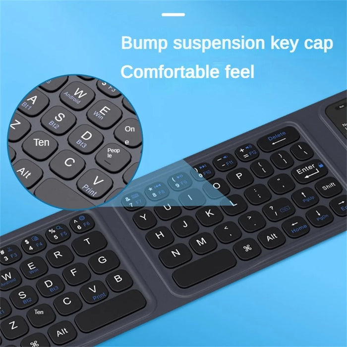 BK19 Mini Bluetooth-Compatible Keyboard Ultra Thin Portable Wireless Tri-Fold Keypad with Touchpad - 4
