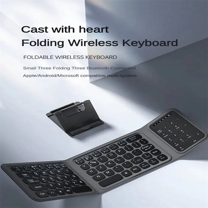 BK19 Mini Bluetooth-Compatible Keyboard Ultra Thin Portable Wireless Tri-Fold Keypad with Touchpad - 5