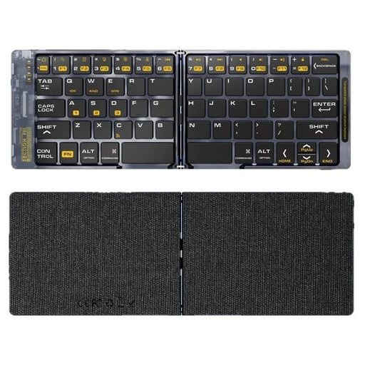 F69 Portable Bluetooth-Compatible Keyboard Transparent Design Two-Fold Keypad for Android / Windows / Ios - 1