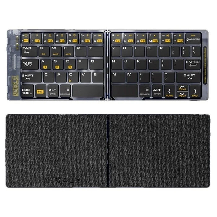 F69 Portable Bluetooth-Compatible Keyboard Transparent Design Two-Fold Keypad for Android / Windows / Ios - 1
