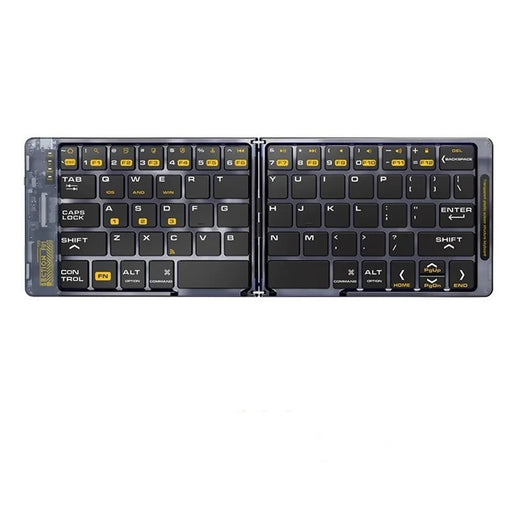F69 Portable Bluetooth-Compatible Keyboard Transparent Design Two-Fold Keypad for Android / Windows / Ios - 2