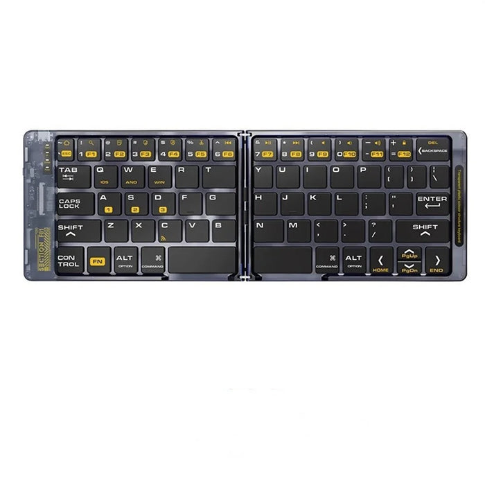 F69 Portable Bluetooth-Compatible Keyboard Transparent Design Two-Fold Keypad for Android / Windows / Ios - 2